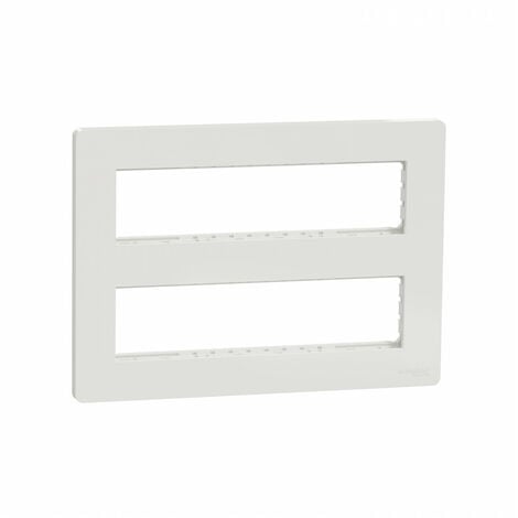 Unica support fixation +plaque finition boîte concent 2 rang 8 mod Blanc ant SCHNEIDER NU021820