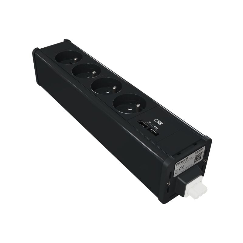 Bloc nourrice précâblée 4 prises 2P+T 16A + usb a+c 5V 2.4A anthracite Unica System+