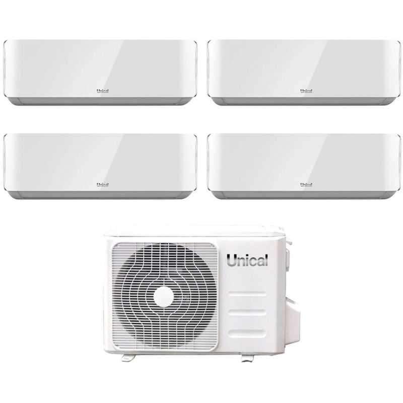 Unical - Quadri Split rèversible Air Conditioner Series air cristal 10+10+10 with KMX4 28HE R-32 Wi-Fi Optional 10000+10000+10000