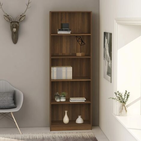 Libreria con 2 Cassetti Grigio 60x35x180 cm Legno Massello OSLO