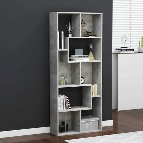 Libreria orizzontale bifacciale 96x25,5x168,5 cm cemento