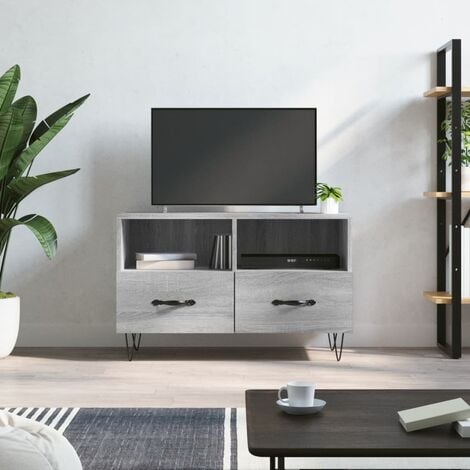 2 pz Mobili TV，Mobili Porta TV，Tavolino TV，Mobile da soggiorno Rovere Fumo  80x31,5x36