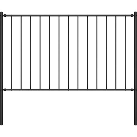 KALISSE Unico Design Pannello Recinzione con Pali Acciaio Verniciato 1,7x0,75m Nero 170x125 cm Magnifico it - Nero61378