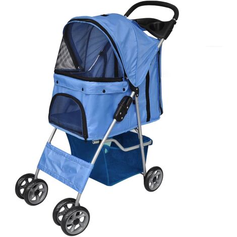 VidaXL Rimorchio bici per animali carrello jogging 2in1 blu e grigio Cucce  trasportini cani e gatti 