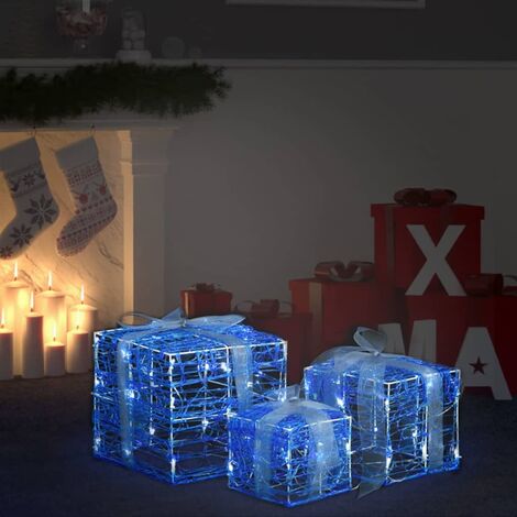 Pack di 3 Scatole Regalo Natalizie con Nastro LED - Ledkia