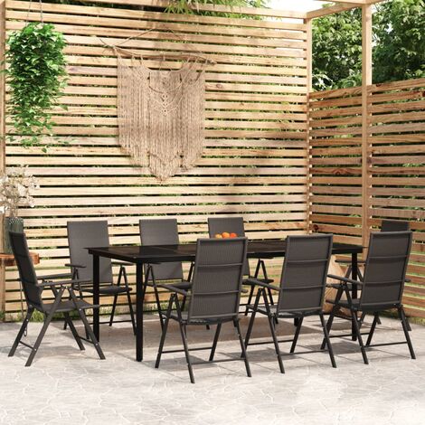 Tavolo da pranzo nero con piano in vetro nero 250x120cm - Nardini