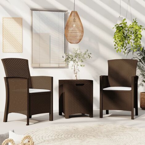 Tavolino contenitore, struttura in resina dura effetto Rattan, 53x53x40 cm,  color Marrone