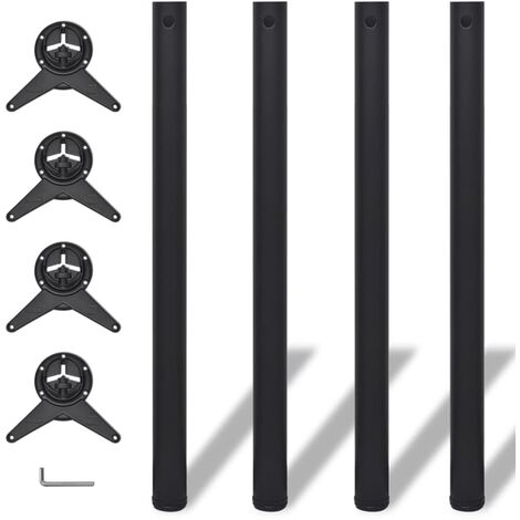 Emuca Set di gambe per tavolo Cross, larghezza 695mm, Acciaio, Verniciato  nero