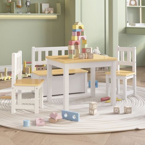 HOMCOM Set Tavolo con 2 Sedie per Bambini da 18 Mesi in Legno