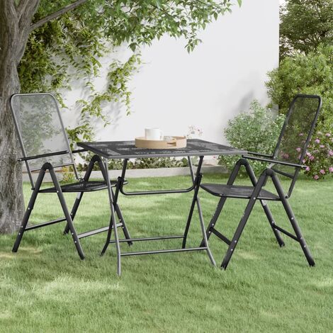 Tavolo da giardino con tavolo allungabile - modello: Odenton, colore:  Antracite/Grigio scuro - Grande tavolo in alluminio, dimensioni: 235/335cm  con prolunga e 10 sedute in textilene