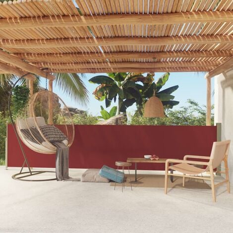 Vidaxl Tenda laterale Retrattile Patio 140x500 cm Rossa Parasole  Frangivento