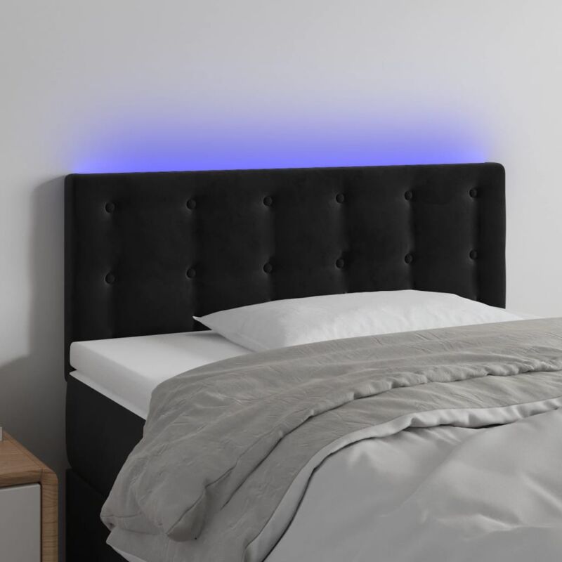 Maison du'Monde - Testiera a led Nera 80x5x78/88 cm in Velluto - Zwart