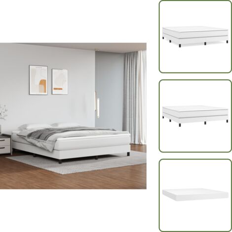 Unico - Supersleep - Giroletto a Molle con Materasso Bianco 160x200 cm in Similpelle (materasso non incluso) CHIC 1354