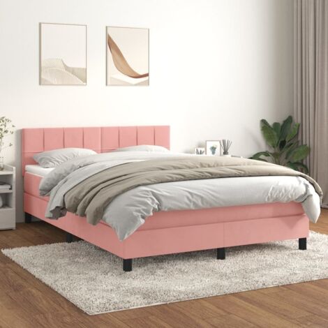Unico - Supersleep - Giroletto a Molle con Materasso Rosa 140x200 cm in Velluto (materasso non incluso) CHIC 2633