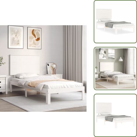 Unico - Supersleep - Giroletto con Testiera Bianco 100x200 cm in Legno Massello (materasso non incluso) CHIC 7718