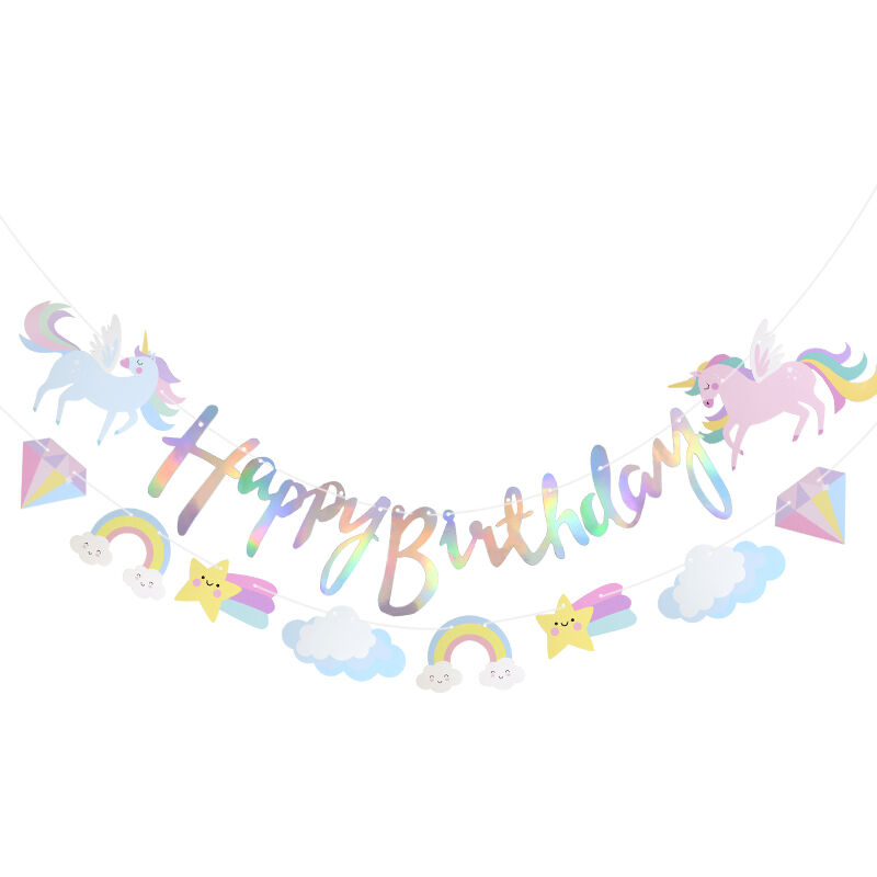 Unicorn Party Happy Birthday Paper Banner Hanging