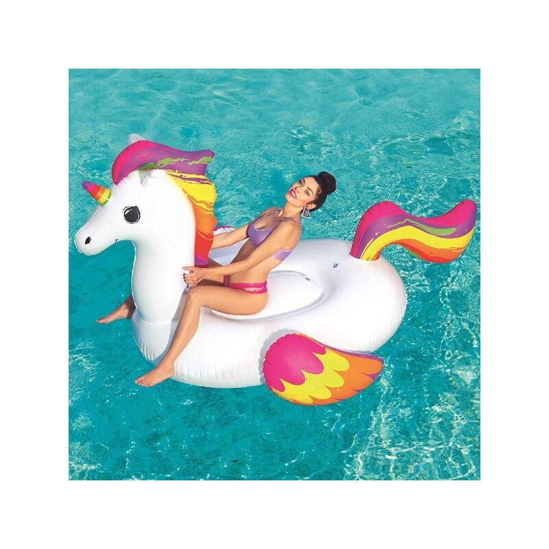 Trade Shop Traesio - 224 X 164 Cm Unicornio De Moda Gigante Montable Caballo Arco Iris