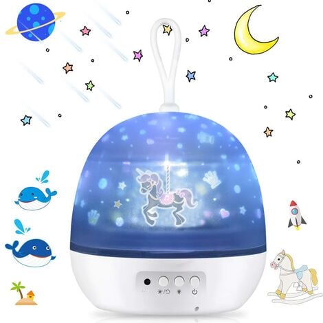 Unicornio Starry Sky Proyector LED Proyector Lámpara Los niños apagan automáticamente la luz nocturna del bebé Luz de estado de ánimo para la sala de fiestas Cumpleaños Navidad Boda