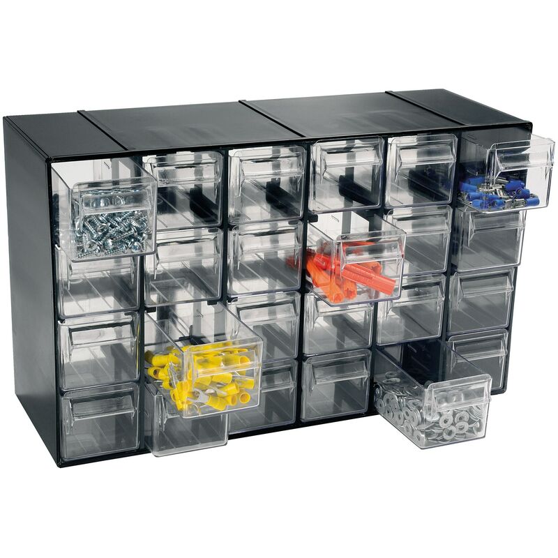 

Unidad de almacenamiento en plástico L 377x P 142 x H 228 mm con 24 cajones transparentes