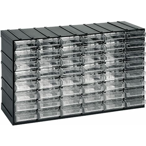 ARTPLAST Unidad de almacenamiento modular de plástico L 382 x P 148 x H 230 mm con 48 cajones transparentes