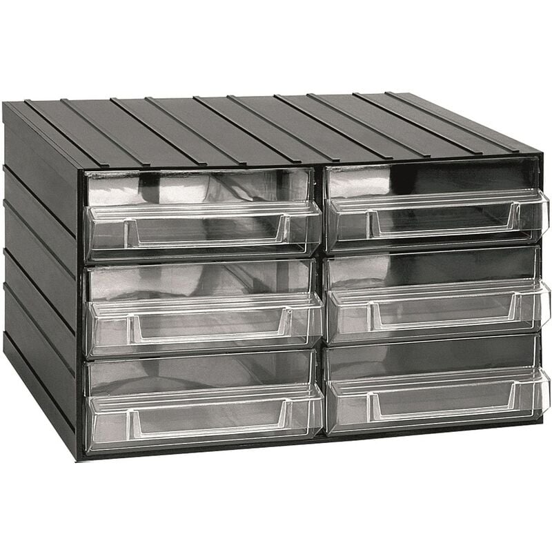 

Unidad de almacenamiento modular de plástico L 382 x P 290 x H 230 mm con 6 cajones transparentes