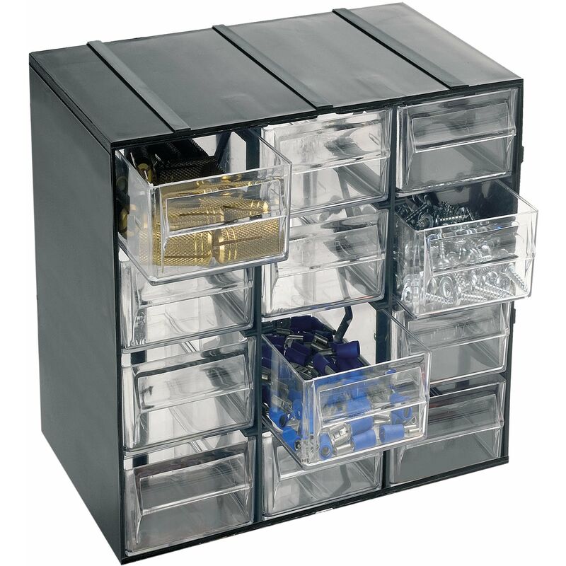 

Artplast - Unidad de almacenamiento en plástico L 190 x P 142 x H 228 mm con 12 cajones transparentes