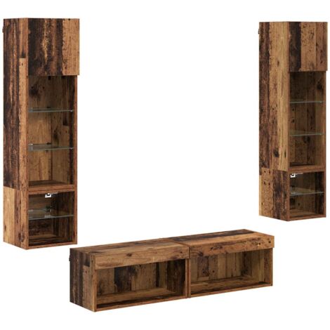 Unidad de Pared para TV 6 pcs Madera envejecida vidaXL