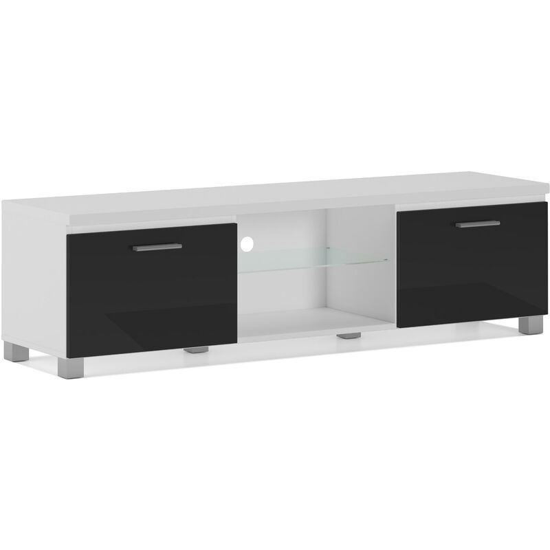 

Unidad de salón TV, en color blanco o negro lacado brillante. Medidas: 150 x 40 x 42 cm - NEGRO