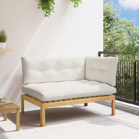 Unidad Sofá Esquinero Acacia Claro y Crema 132 x 92 x 82 cm
