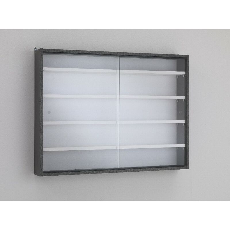 

Unidad superior Simply - Vitrina, Almacenamiento, Ahorro de Espacio - con Puertas Corredizas, 4 Estantes Ajustables - Cocina, Sala de Estar - Negro,