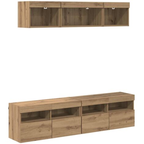 Unidades de TV de Pared con LED 5 pcs Roble artesanal 80 x 30 x 40 cm vidaXL