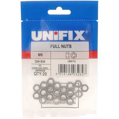 Unifix A2-304 Full Nuts M6 x 1.00