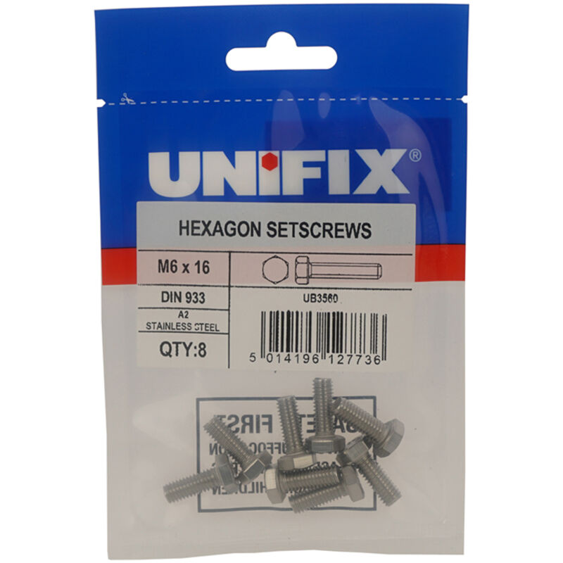 Unifix A2-304 Hexagon Setscrews M10 x 70