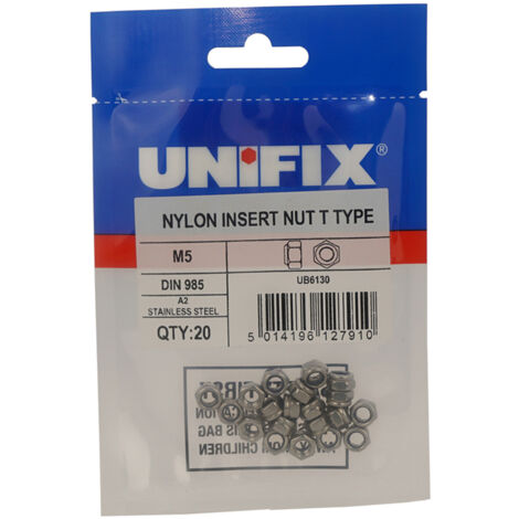 Unifix A2-304 St/St Nylon Insert Nuts M6 x 1.00