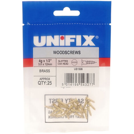 Unifix Brass Woodscrews Slotted Countersunk Head 10G x 2" - Box of 50