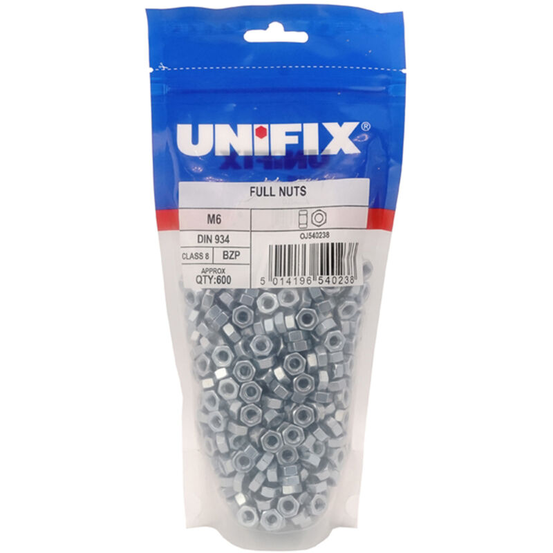 Unifix Class 8 Full Nuts Din 934 Bzp M10 x 1.50