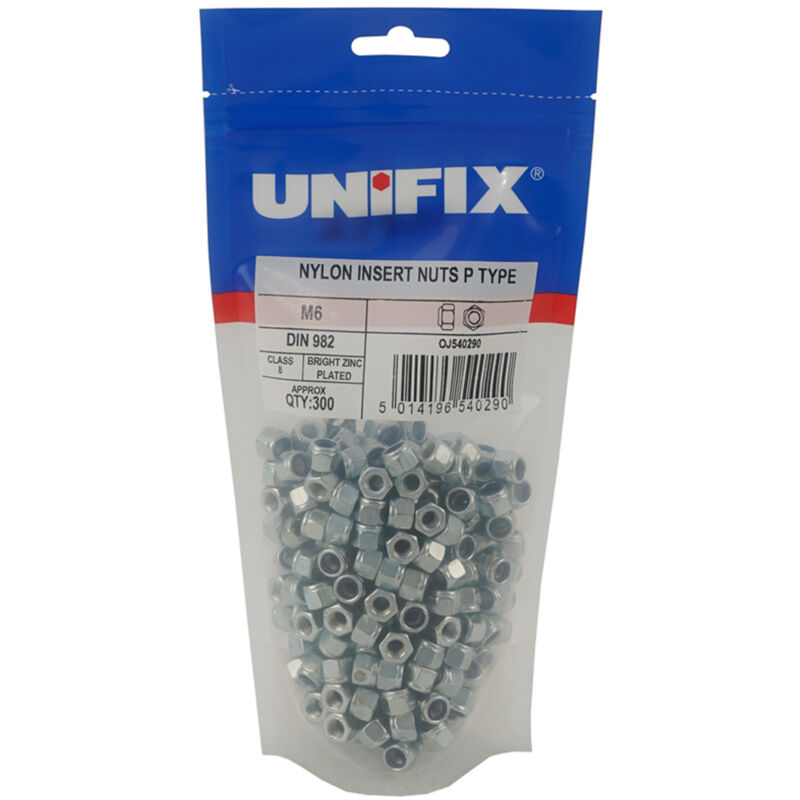 Unifix Class 8 Nylon Insert Nuts P Type Din 982 Bzp - M8
