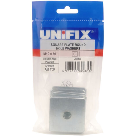 Unifix Square Plate Round Hole Washers BZP M12 x 50 x 3.0