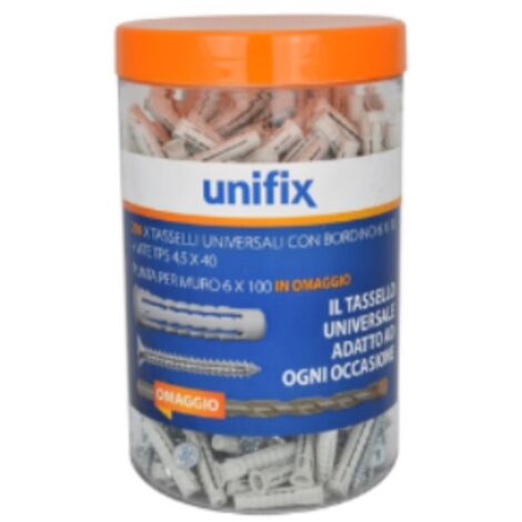 UNIFIX - TASSELLI UNIVERSALI CON VITE TESTA PIANA SVASATA POZIDRIV E PUNTA SUPRA 8X40MM 125PZ