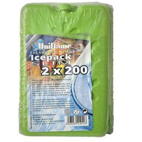 Uniflame, Ghiaccio Sintetico Slim, 2x200gr, Per Borse Termiche, Atossico