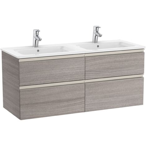 Unik 4 tiroirs + double lavabo THE GAP - ROCA Couleur : Chêne City texturé