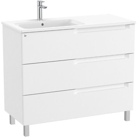 Unik Meuble 3 tiroirs + lavabo gauche ALEYDA - ROCA Couleur : Blanc mat - Dimensions : 1005x460x740 mm