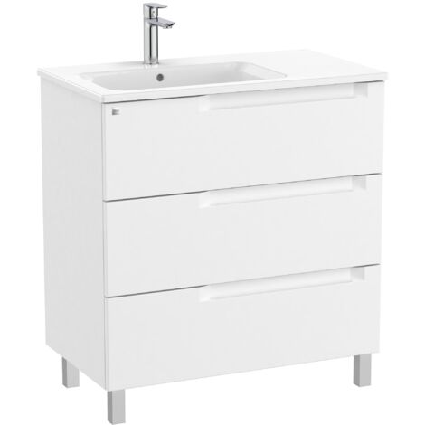 Unik Meuble 3 tiroirs + lavabo gauche ALEYDA - ROCA Couleur : Blanc mat - Dimensions : 805x460x740 mm
