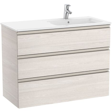 Unik Meuble bas 3 tiroirs + lavabo droit THE GAP - ROCA Couleur : Frêne nordique