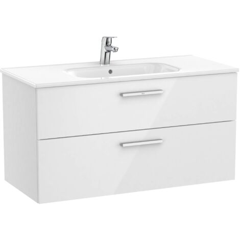 UNIK -  Mueble base 2 cajones + lavabo - ROCA  Color: Blanco - Medidas: 1005x453x515 mm