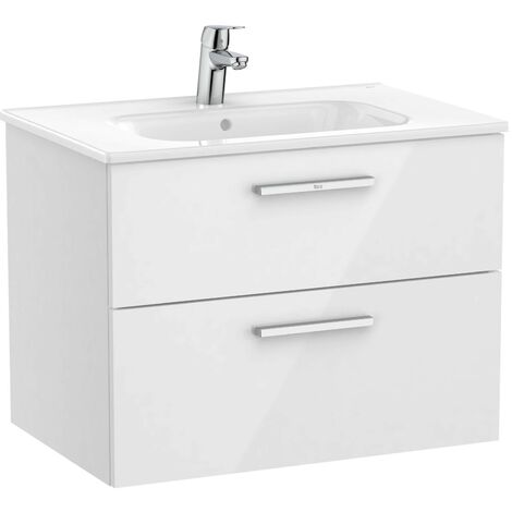 UNIK -  Mueble base 2 cajones + lavabo - ROCA  Color: Blanco - Medidas: 705x453x515 mm