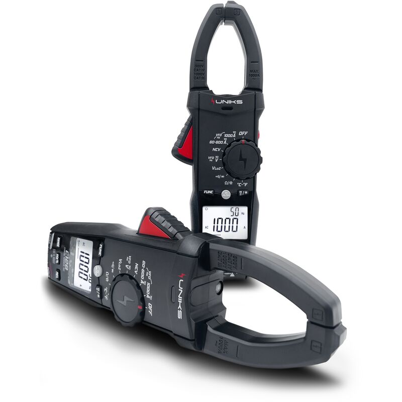 Uniks - C128 Pince de courant trms professionnelle 1000A ac/dc 1000V ac/dc avec localisateur de torche et display