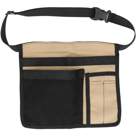 Unilateral Waist Hanging Tool Bag Wear Resistant Oxford Cloth Adjustable Tools Organizer for GardenKhaki Black