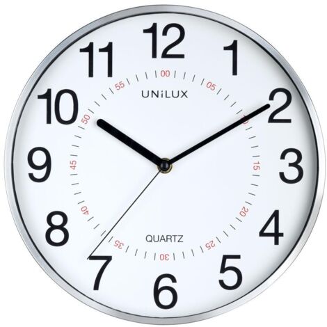 UNILUX 400094280 HORLOGE MURALE ARIA METALLGRAU MODERNE HORLOGE MURALE AVEC TROTTEUSE 30,5 CM DOUBLE HEURE MARQUAGE