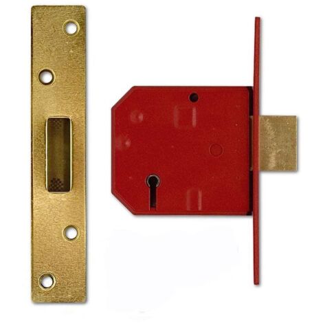 UNION 2134E 5 Lever BS Mortice Deadlock Satin Brass Finish 79.5mm 3in Box UNNJ2134EP30